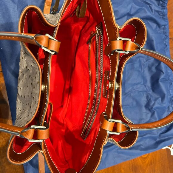 SOLD ON ANOTHER SITE-Dooney & Bourke Light Taupe Ostrich Barlow Leather Satchel - Picture 5 of 6